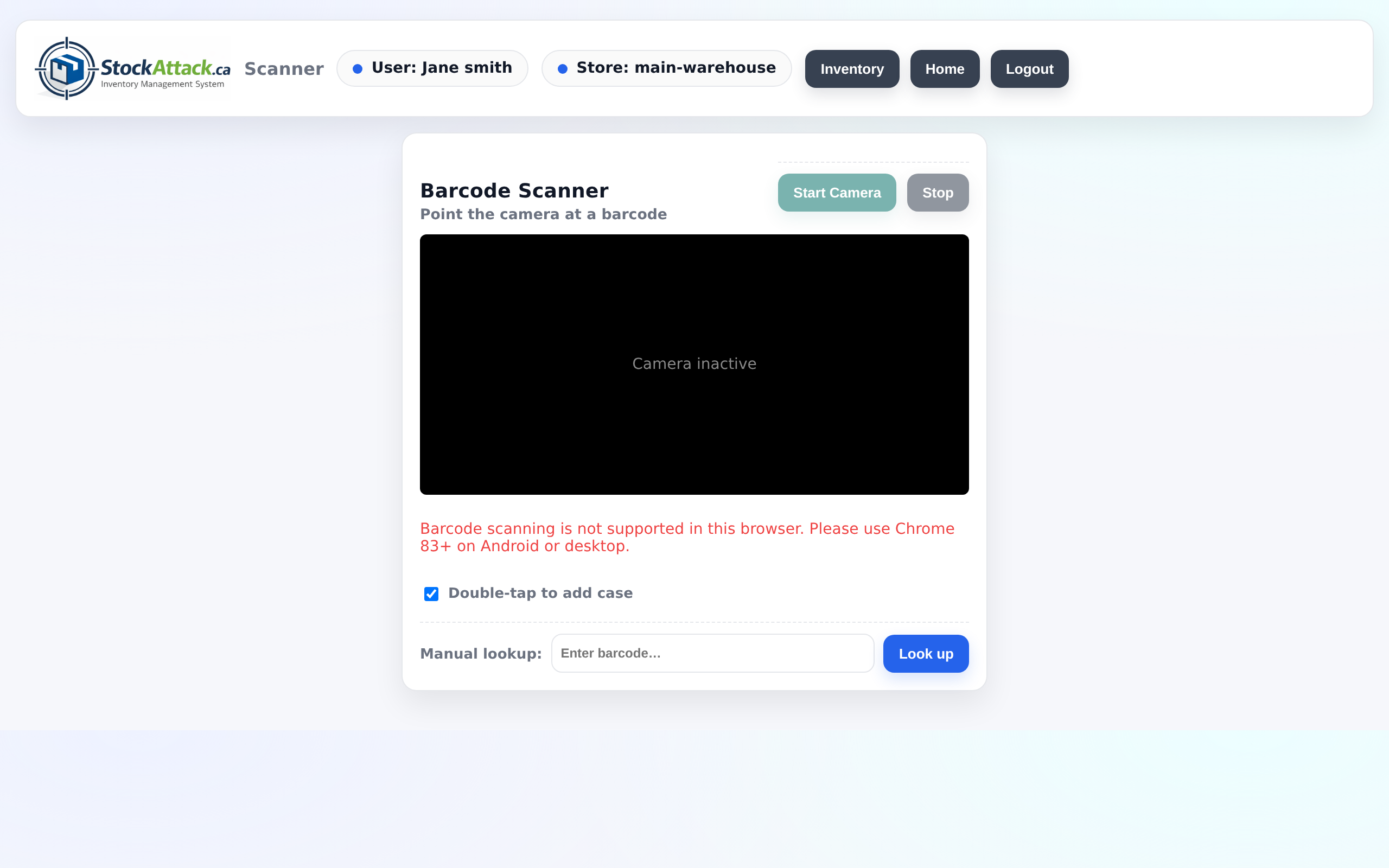 StockAttack Barcode Scanning